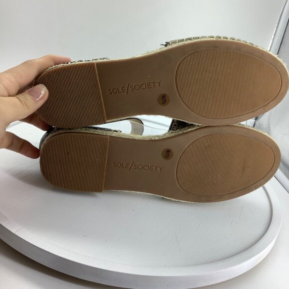 Sole Society Stacie 2 Closed Toe Espadrille Shoe Women Sz 7 Real Cow Fur Leather - Picture 6 of 7